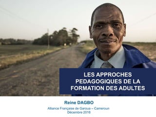 LES APPROCHES
PEDAGOGIQUES DE LA
FORMATION DES ADULTES
Reine DAGBO
Alliance Française de Garoua – Cameroun
Décembre 2018
 