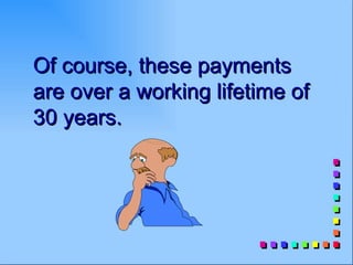 Of course, these payments
are over a working lifetime of
30 years.
 