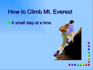 How to Climb Mt. Everest
s   A small step at a time
 