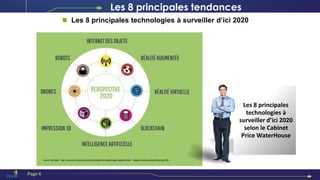 Les 8 principales
technologies à
surveiller d’ici 2020
selon le Cabinet
Price WaterHouse
Les 8 principales technologies à surveiller d’ici 2020
Page 4
Les 8 principales tendances
 
