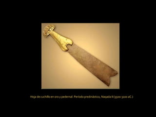 Hoja de cuchillo en oro y pedernal. Período predinástico, Naqada II (3500-3100 aC.) 