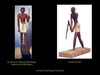 Escultura en madera de Niankhpepi,  Supervisor del Alto Egipto,  Hombre arando. Tumba de  Niankhpepi. Dinastía VI. 
