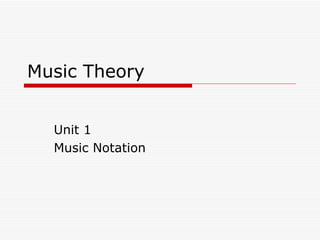 Music Theory Unit 1 Music Notation 