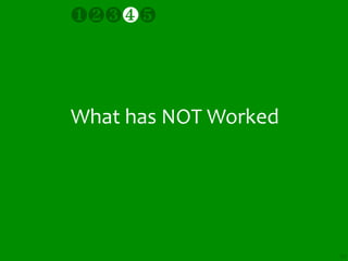 ❶❷❸❹❺



What has NOT Worked




                      50
 