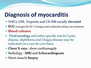 ECGs of normal heart & heart with
myocarditis
 