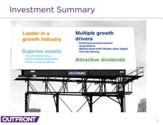 5
Investment Summary
 