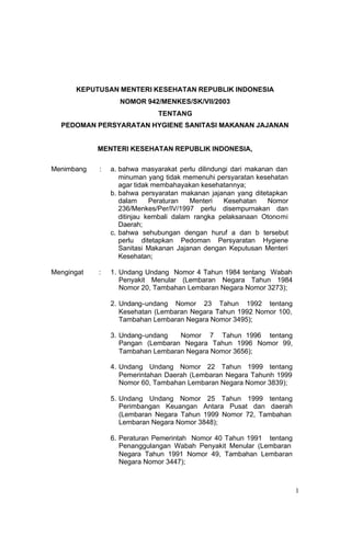 Kepmen Kesehatan Nomor 942 Menkes Sk Vii 2003 Tentang Pedoman Persyar<script async src=