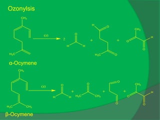 Ozonylsis
CH3
H3C
O3
H
O
H
H
O
O
H3C
CH3
O
O
H
2
α-Ocymene
CH3
H3C CH3
O3
H
O
H H3C
O
CH3
O
O
CH3
O
O
H
β-Ocymene
 