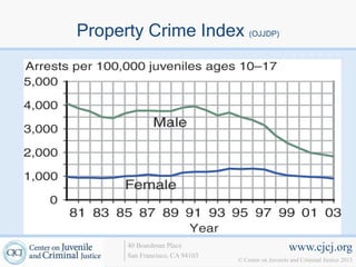 Property Crime Index (OJJDP)




       40 Boardman Place                             www.cjcj.org
       San Francisco, CA 94103
                                 © Center on Juvenile and Criminal Justice 2013
 