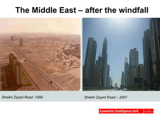 The Middle East – after the windfall Sheikh Zayed Road -1990   Sheikh Zayed Road – 2007 