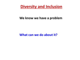 Diversity and Inclusion: Opening address by Tony Simons