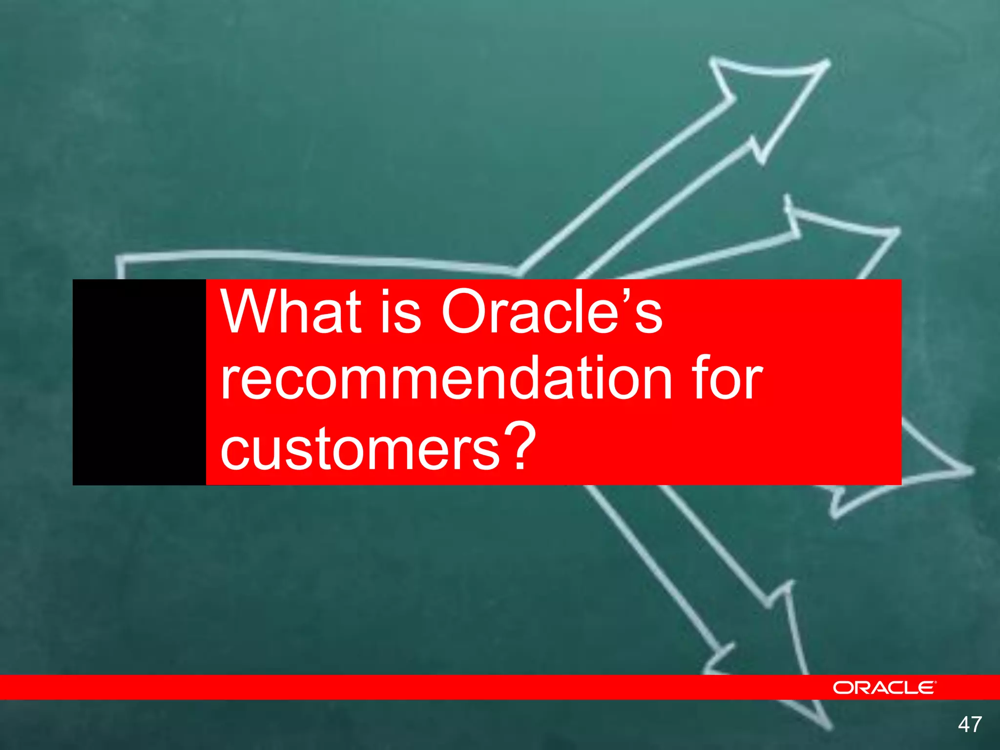 4747
What is Oracle‟s
recommendation for
customers?
 