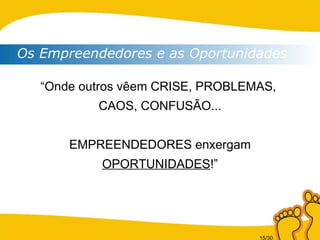 “ Onde outros vêem CRISE, PROBLEMAS,  CAOS, CONFUSÃO... EMPREENDEDORES enxergam  OPORTUNIDADES !” Os Empreendedores e as Oportunidades 