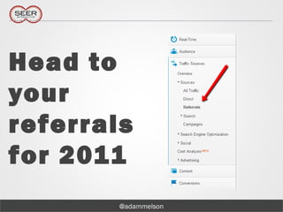 @adammelson
Head to
your
referrals
for 2011
 