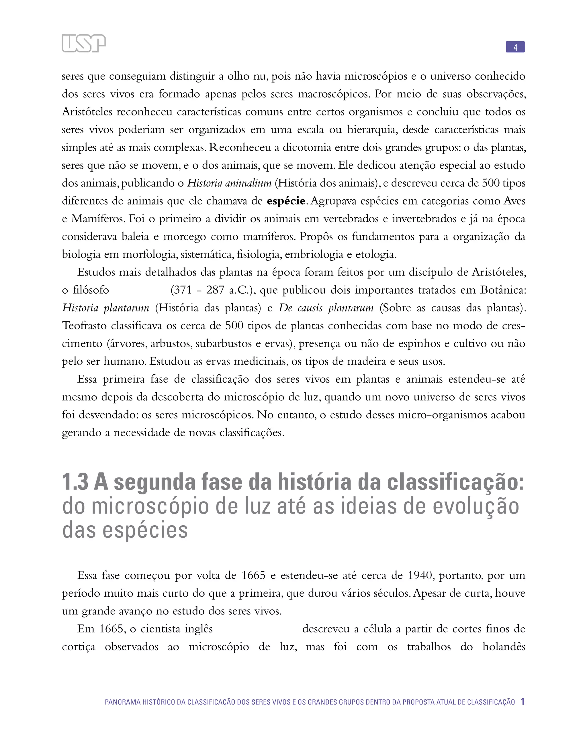 Panorama histórico da classificação dos seres vivos e os grandes grupos ...