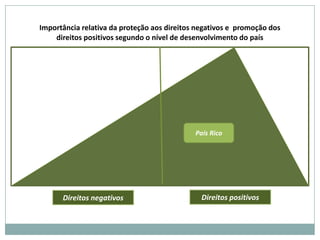 Importância relativa da proteção aos direitos negativos e promoção dos
    direitos positivos segundo o nível de desenvolvimento do país




                                             País Rico




      Direitos negativos                       Direitos positivos
 