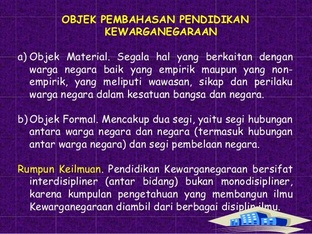 Pendidikan Kewarganegaraan Merupakan
