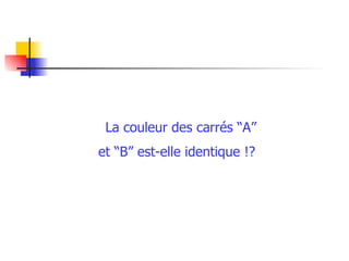 La couleur des carrés “A” et “B” est-elle identique !? 