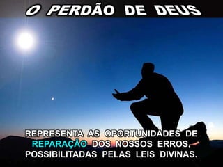 REPRESENTA AS OPORTUNIDADES DE
REPARAÇÃO DOS NOSSOS ERROS,
POSSIBILITADAS PELAS LEIS DIVINAS.
 