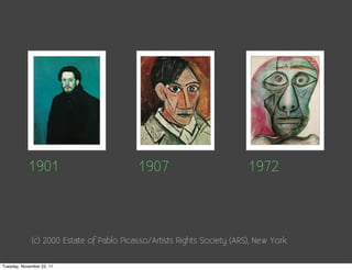 1901                          1907                           1972




             (c) 2000 Estate of Pablo Picasso/Artist...