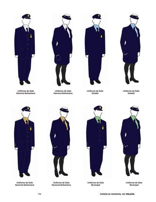 uniforme de gala              uniforme de gala      uniforme de gala             uniforme de gala
 nacional Bolivariana          nacional Bolivariana        estadal                      estadal




 uniforme de gala              uniforme de gala       uniforme de gala               uniforme de gala
nacional Bolivariana          nacional Bolivariana        municipal                      municipal



                        106                                       Consejo General de PoliCía
 