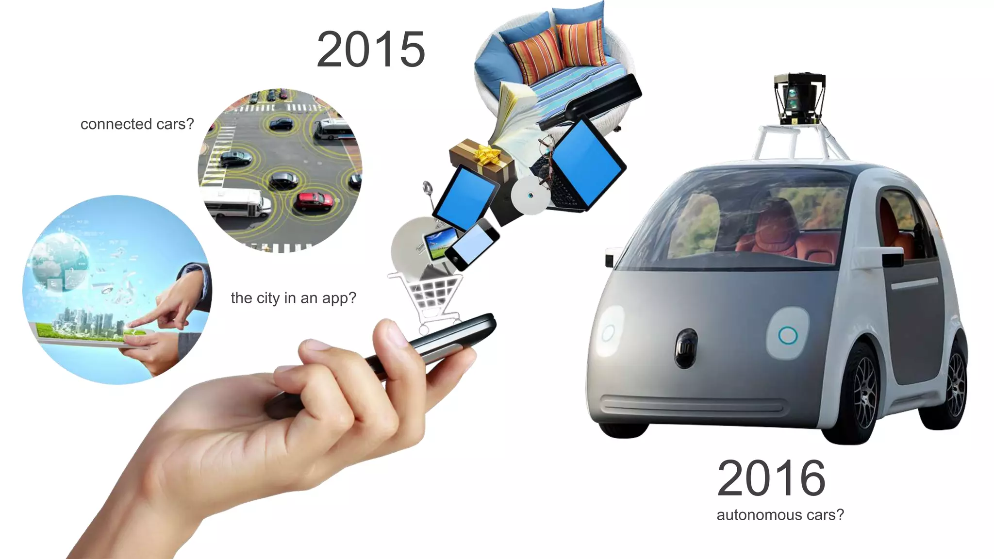 2015 
connected cars? 
the city in an app? 
2016 
autonomous cars? 
