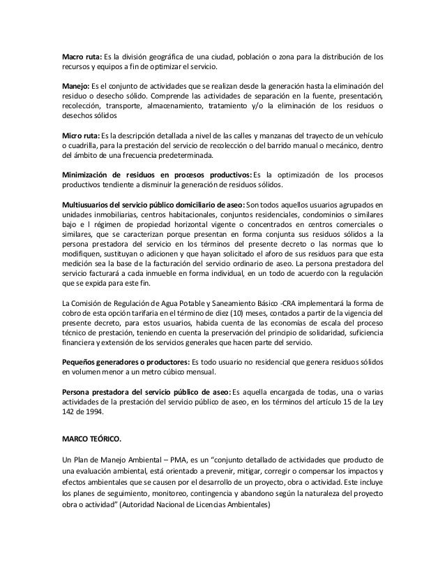 Ejemplo Plan De Manejo Ambiental