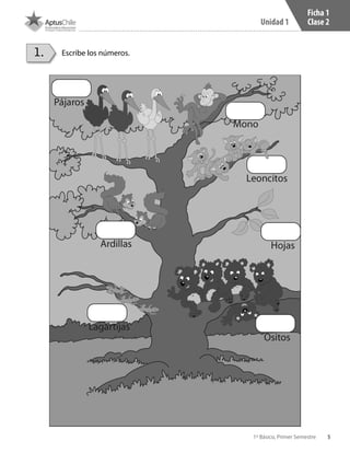 5
Unidad 1
1º Básico, Primer Semestre
Ficha 1
Clase 2
Escribe los números.1.
 