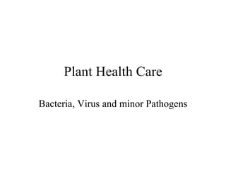 Plant Health Care Bacteria, Virus and minor Pathogens 