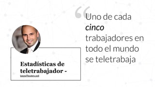 Estadísticas de
teletrabajador -
Ipsos/Reuters poll
“Uno de cada
cinco
trabajadores en
todo el mundo
se teletrabaja
 