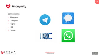 www.prismacsi.com
© All Rights Reserved.
5050
Anonymity
Communication
• Whatsapp
• Telegram
• Signal
• IRC
• Jabber
 