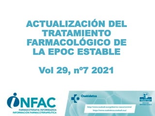 ACTUALIZACIÓN DEL
TRATAMIENTO
FARMACOLÓGICO DE
LA EPOC ESTABLE
Vol 29, nº7 2021
 