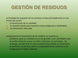 PresentacióN De Los ResíDuos