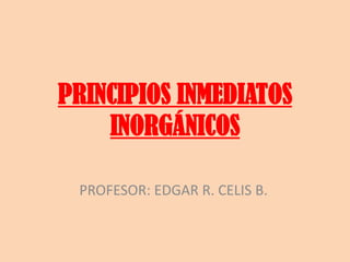 PRINCIPIOS INMEDIATOS INORGÁNICOS PROFESOR: EDGAR R. CELIS B. 