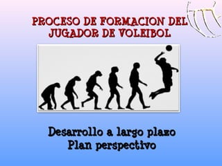 PROCESO DE FORMACION DEL
  JUGADOR DE VOLEIBOL




  Desarrollo a largo plazo
     Plan perspectivo
 