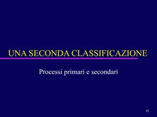 UNA SECONDA CLASSIFICAZIONE Processi primari e secondari 