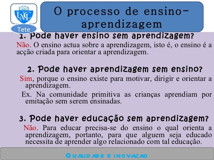 1.processo de ensino e aprendizagem 1.processo de ensino e aprendizagem