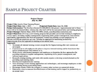 SAMPLE PROJECT CHARTER
 