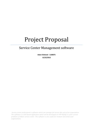 Project Proposal Service Center Management software | PDF
