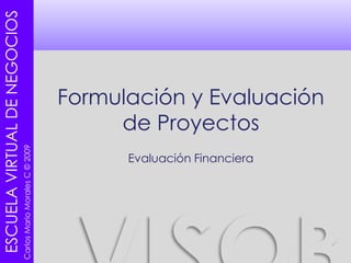 Formulación y Evaluación de Proyectos  Evaluación Financiera 