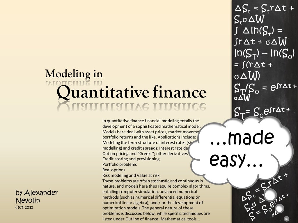 1. Modeling in Quantitative Finance
