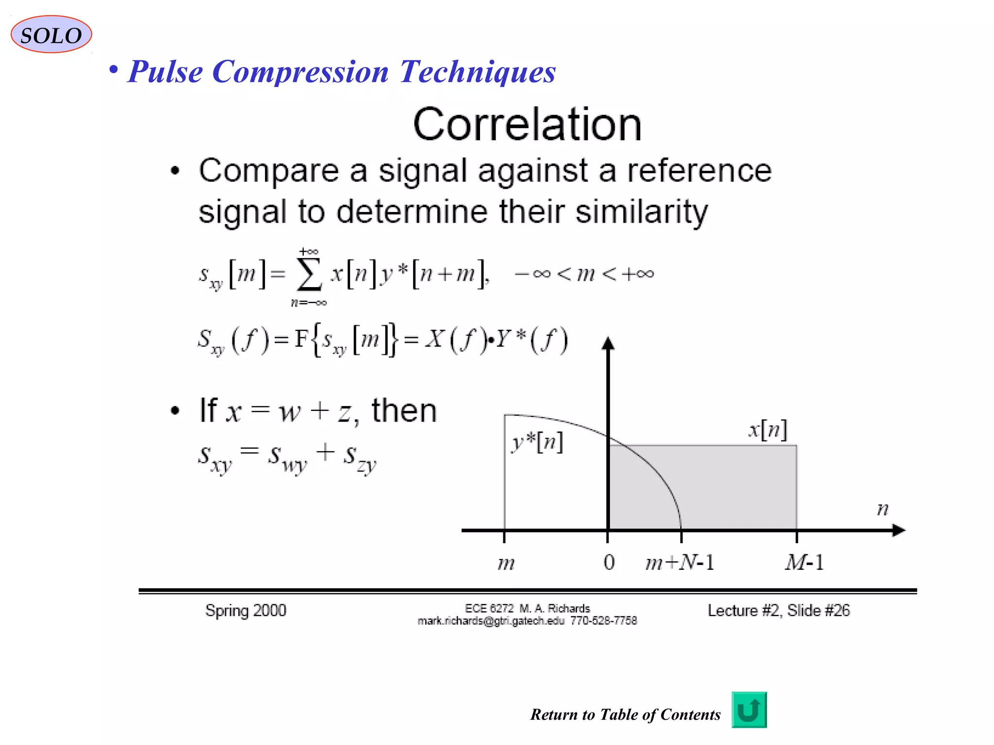 SOLO
• Pulse Compression Techniques
Return to Table of Contents
 