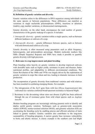 Genetic Variation and Diversity in Plants - Chaitanya Vankalas | PDF