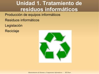 Unidad 1. Tratamiento de residuos informáticos ,[object Object]