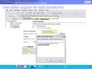 IBM Software Group | Rational software

Test editor support for data transforms




                                                 26
 
