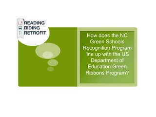 How does the NC
    Green Schools
Recognition Program
 line up with the US
    Department of
   Education Green
 Ribbons Program?
 