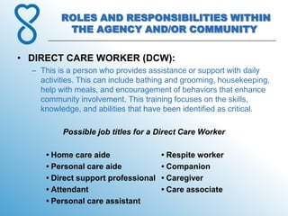 1. Roles And Responsibilities Within The Agency And Community