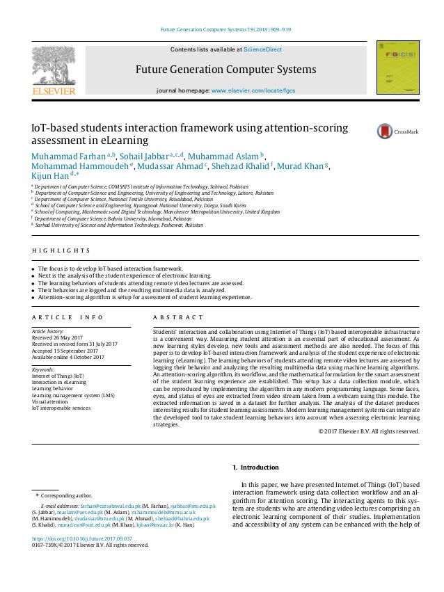 Iot Based Students Interaction Framework Using Attention Scoring Asse