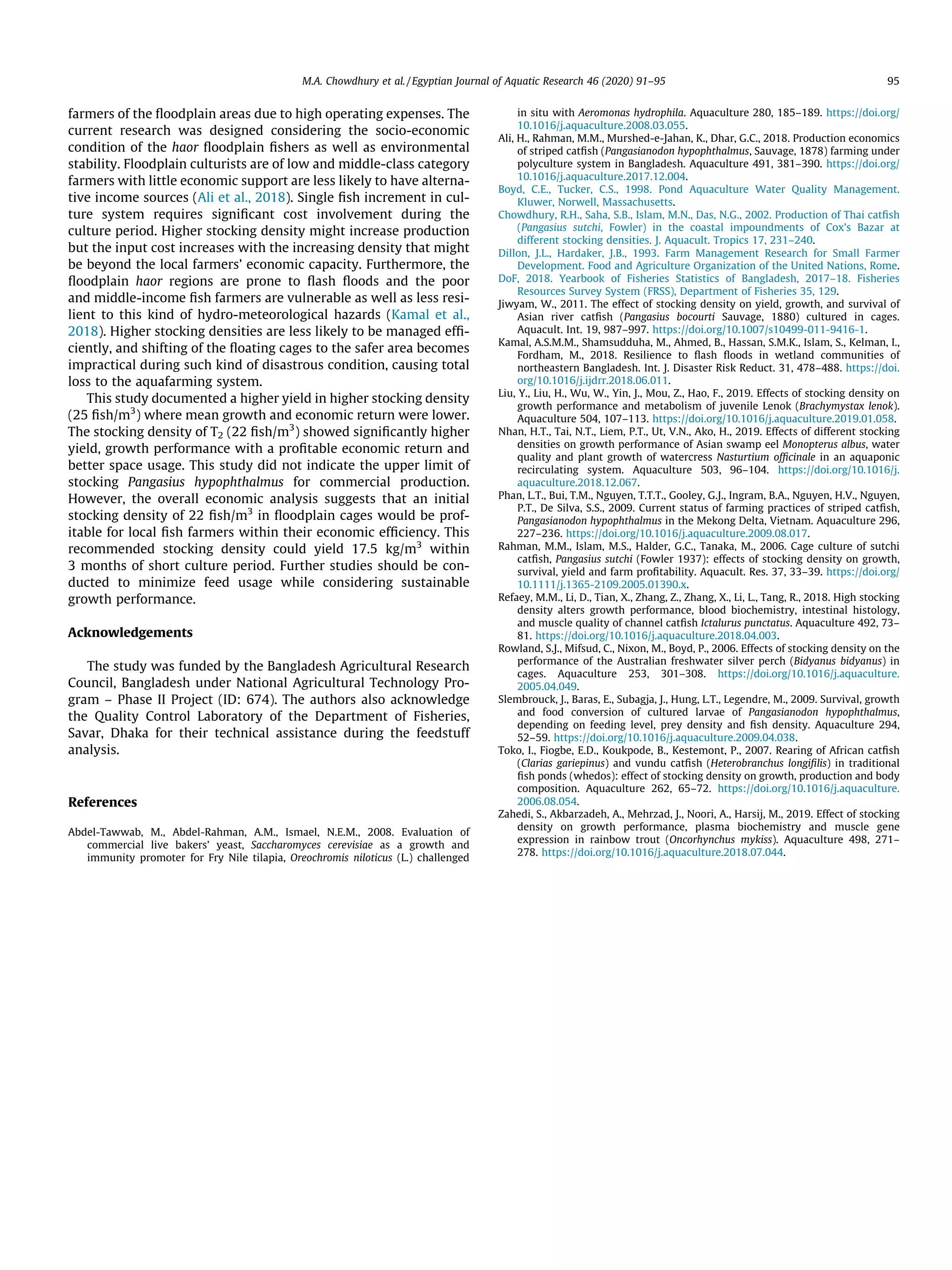 Growth, yield and economic returns of striped catfish (Pangasianodon ...