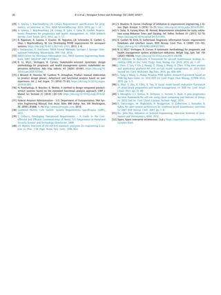 20 R. Li et al. / Aerospace Science and Technology 102 (2020) 105877
[29] A. Saxena, I. Roychoudhury, J.R. Celaya, Requirements speciﬁcations for prog-
nostics: an overview, in: Proc. AIAA Infotech@aerosp. 2010, 2010, pp. 1–16.
[30] A. Saxena, I. Roychoudhury, J.R. Celaya, B. Saha, S. Saha, K. Goebel, Require-
ments ﬂowdown for prognostics and health management, in: AIAA Infotech
Aerosp. Conf. Exhib. 2012, 2012, pp. 1–13.
[31] R. Rajamani, A. Saxena, F. Kramer, M. Augustin, J.B. Schroeder, K. Goebel, G.
Shao, I. Roychoudhury, W. Lin, Developing IVHM requirements for aerospace
systems, https://doi.org/10.4271/2013-01-2333, 2013, 1–8.
[32] I. Symposium, D. Hutchison, NASA Formal Methods, Springer I, Springer Inter-
national Publishing, Minneapolis, MN, USA, 2016.
[33] NASA Center for AeroSpace Information (Ed.), NASA Systems Engineering Hand-
book, 2007, NASA/SP-2007-6105Rev1.
[34] R. Li, W.J.C. Verhagen, R. Curran, Stakeholder-oriented systematic design
methodology for prognostic and health management system: stakeholder ex-
pectation deﬁnition, Adv. Eng. Inform. 43 (2020) 101041, https://doi.org/10.
1016/j.aei.2020.101041.
[35] J. Renaud, R. Houssin, M. Gardoni, N. Armaghan, Product manual elaboration
in product design phases: behavioral and functional analysis based on user
experience, Int. J. Ind. Ergon. 71 (2019) 75–83, https://doi.org/10.1016/j.ergon.
2019.02.003.
[36] H. Andriankaja, X. Boucher, K. Medini, A method to design integrated product-
service systems based on the extended functional analysis approach, CIRP J.
Manuf. Sci. Technol. 21 (2018) 120–139, https://doi.org/10.1016/j.cirpj.2018.02.
001.
[37] Federal Aviation Administration - U.S. Department of Transportation, FAA Sys-
tems Engineering Manual, Fed. Aviat. Adm. 800 Indep. Ave. SW Washington,
DC 20591. 85498, 1–16 http://www.everyspec.com, 2014.
[38] Lockheed Martin, Core System: System Requirements Speciﬁcation (SyRS),
2011.
[39] T. Cellucci, Developing Operational Requirements – A Guide to the Cost-
Effective and Eﬃcient Communication of Needs, U.S. Department of Homeland
Security Science and Technology Directorate, 2008.
[40] J.N. Martin, Overview of the EIA 632 standard: processes for engineering a sys-
tem, in: Proc. 17th Digit. Avion. Syst. Conf., 1998, B32.
[41] S. Maalem, N. Zarour, Challenge of validation in requirements engineering, J. In-
nov. Digit. Ecosyst. 3 (2016) 15–21, https://doi.org/10.1016/j.jides.2016.05.001.
[42] S. Zafar, N. Farooq-Khan, M. Ahmed, Requirements simulation for early valida-
tion using Behavior Trees and Datalog, Inf. Softw. Technol. 61 (2015) 52–70,
https://doi.org/10.1016/j.infsof.2015.01.005.
[43] K. Goebel, M. Krok, H. Sutherland, Diagnostic information fusion: requirements
ﬂowdown and interface issues, IEEE Aerosp. Conf. Proc. 6 (2000) 155–162,
https://doi.org/10.1109/AERO.2000.877891.
[44] R. Li, W.J.C. Verhagen, R. Curran, A systematic methodology for prognostic and
health management system architecture deﬁnition, Reliab. Eng. Syst. Saf. 193
(2020) 106598, https://doi.org/10.1016/j.ress.2019.106598.
[45] P.P. Adhikari, M. Buderath, A framework for aircraft maintenance strategy in-
cluding CBM, in: Eur. Conf. Progn. Heal. Manag. Soc. 2016, 2016, pp. 1–10.
[46] J. Chen, Z. Lyu, Y. Liu, J. Huang, G. Zhang, J. Wang, X. Chen, A big data analysis
and application platform for civil aircraft health management, in: 2016 IEEE
Second Int. Conf. Multimed. Big Data, 2016, pp. 404–409.
[47] L. Yang, J. Wang, G. Zhang, Aviation PHM system research framework based on
PHM big data center, in: 2016 IEEE Int. Conf. Progn. Heal. Manag., ICPHM 2016,
2016, pp. 1–5.
[48] K. Mao, Y. Zhu, Z. Chen, X. Tao, A visual model-based evaluation framework
of cloud-based prognostics and health management, in: IEEE Int. Conf. Smart
Cloud, 2017, pp. 33–40.
[49] S. Meraghni, L.S. Terissa, N. Zerhouni, C. Varnier, S. Ayad, A post-prognostics
decision framework for cell site using cloud computing and Internet of things,
in: 2016 2nd Int. Conf. Cloud Comput. Technol. Appl., 2016.
[50] K. Swearingen, W. Majkowski, B. Bruggeman, D. Gilbertson, J. Dunsdon, B.
Sykes, An open system architecture for condition based maintenance overview,
in: 2007 IEEE Aerosp. Conf., 2007, pp. 1–8.
[51] R.C. John Hsu, Advances in Systems Engineering, American Institute of Aero-
nautics and Astronautics, AIAA, 2016.
[52] Sparx, Sparx enterprise architecture, (n.d.), https://sparxsystems.com/products/
ea/index.html.
 